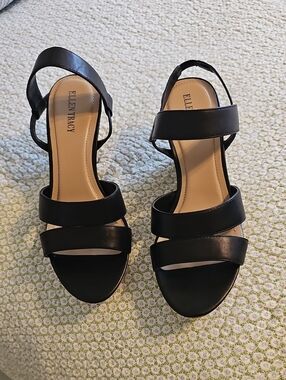 Ellen Tracy Black Triple-Band Slingback Heels